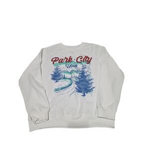 Love Tribe Park City Utah Graphic Sweatshirt Large White Mountain Ski Pullover